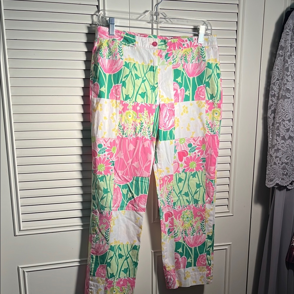 Lilly Pulitzer Pink and Green Floral Pants